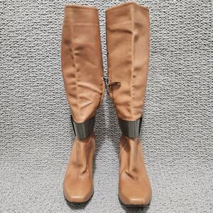 TACOMA F. VERO CUOIO Women’s Tan Leather Knee High Heeled Boots Size 37.5
